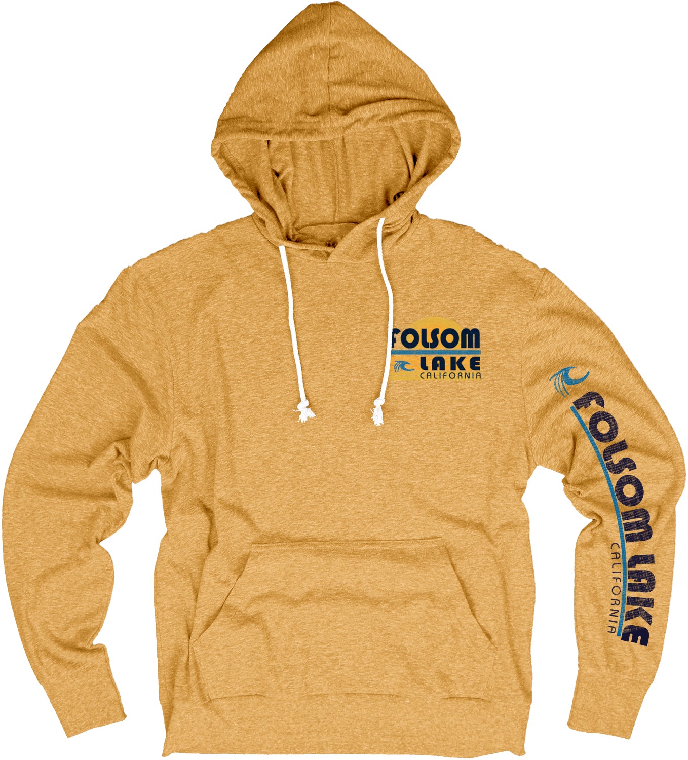 Retro Lake Wave Tri-Blend Hooded Tee - Mustard