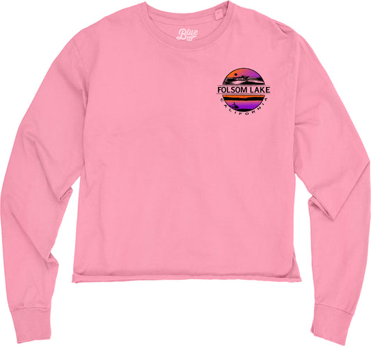 Ladies Cropped Ringspun Longsleeve Tee - Hot Pink